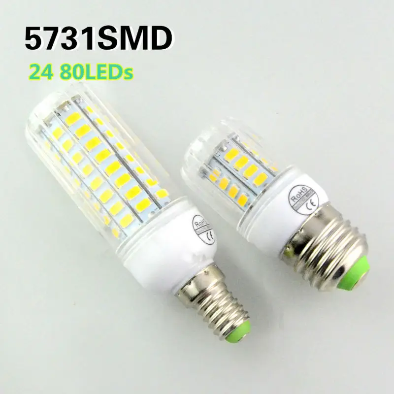 Lampadas Led E27 E14 лампочки 220 в 230 В 24 80 светодиодов кукурузный чип лампа 5731 трубка | Светодиодные лампы и трубки -32687085999