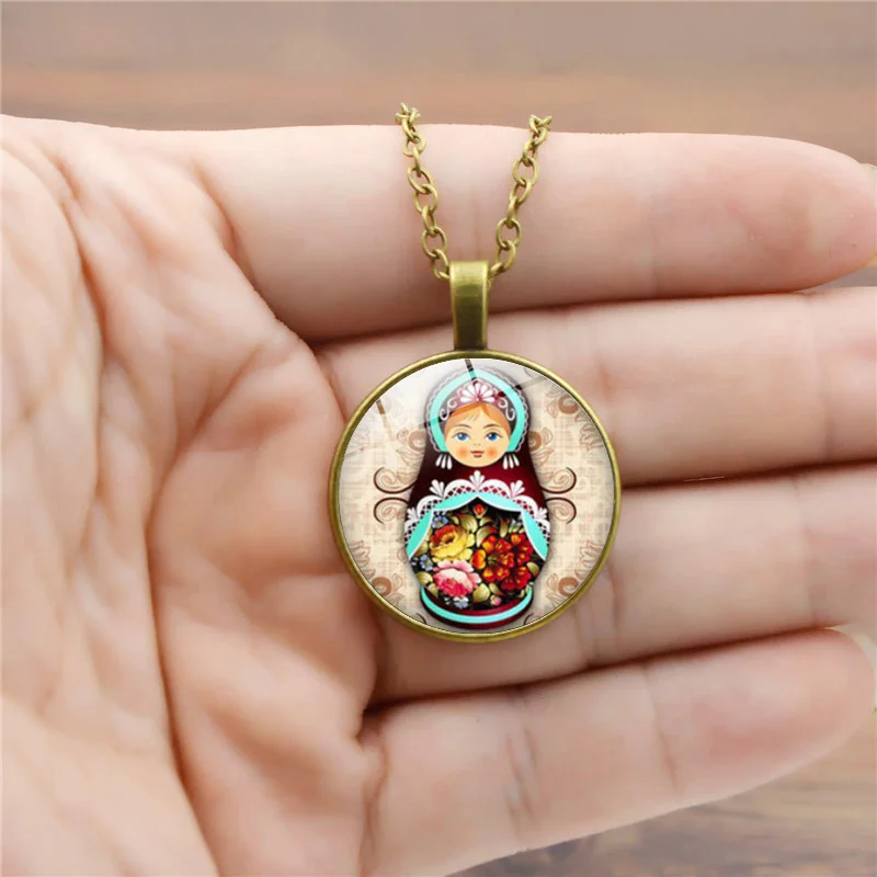 Новая модная русская кукольная подвеска ожерелье из закаленного стекла круглая
