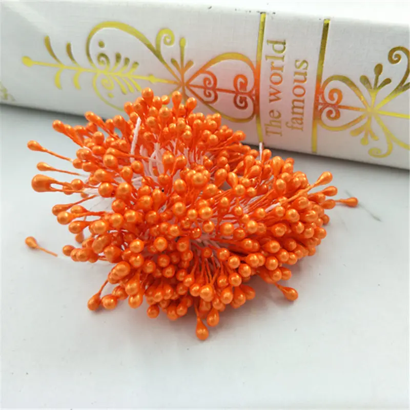 orange 300 шт Мини жемчужная тычинка сахар ручной работы искусственный цветок для свадебного украшения DIY Скрапбукинг декоративный венок искусственный цветок - Цвет: orange