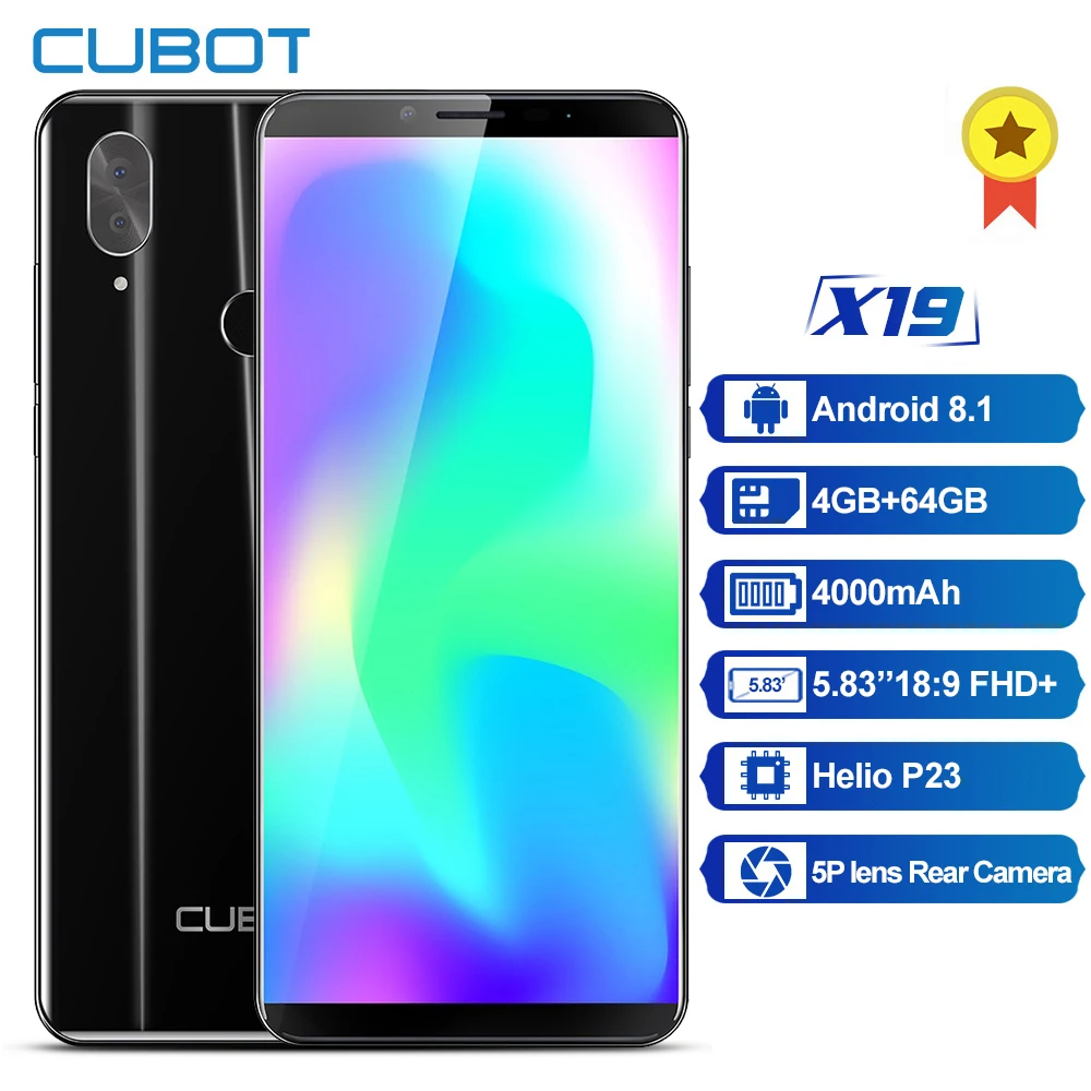 Оригинальный CUBOT X19 4G планшетофон (плафон) 5 93 ''Android 8 1 MT6763T (Helio P23) Восьмиядерный 2