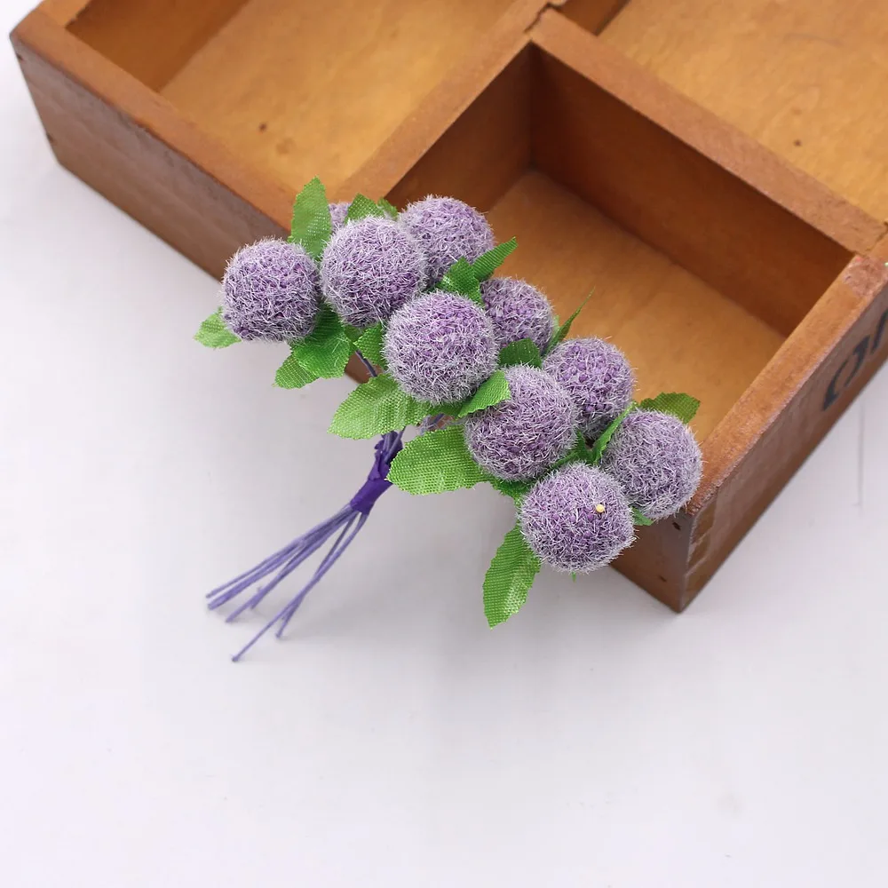 Фиолетовый 10 шт./лот, искусственные цветы из бархатной пены Bayberry для украшения свадебной вечеринки, сделай сам, ручной работы, подарок, венок, ягоды, искусственные цветы - Цвет: Фиолетовый