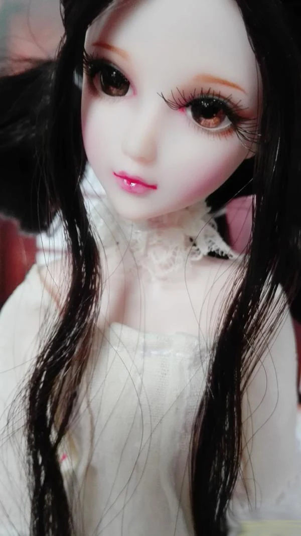 Голова куклы/коричневые волосы 3D глаза настоящие ресницы ручная работа