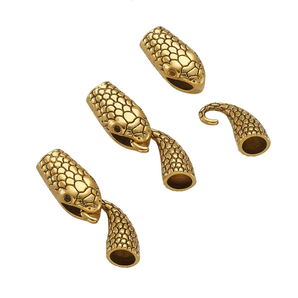

Pandahall 10Set 2 Colors Antique Tibetan Style Metal Alloy Hook and Snake Head Clasps For Leather Cord Bracelets Jewelry Making