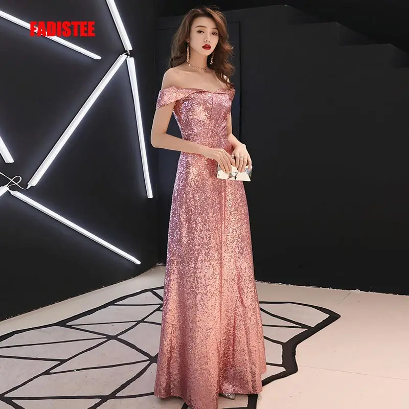 Женское длинное вечернее платье FADISTEE трапециевидной формы с блестками и