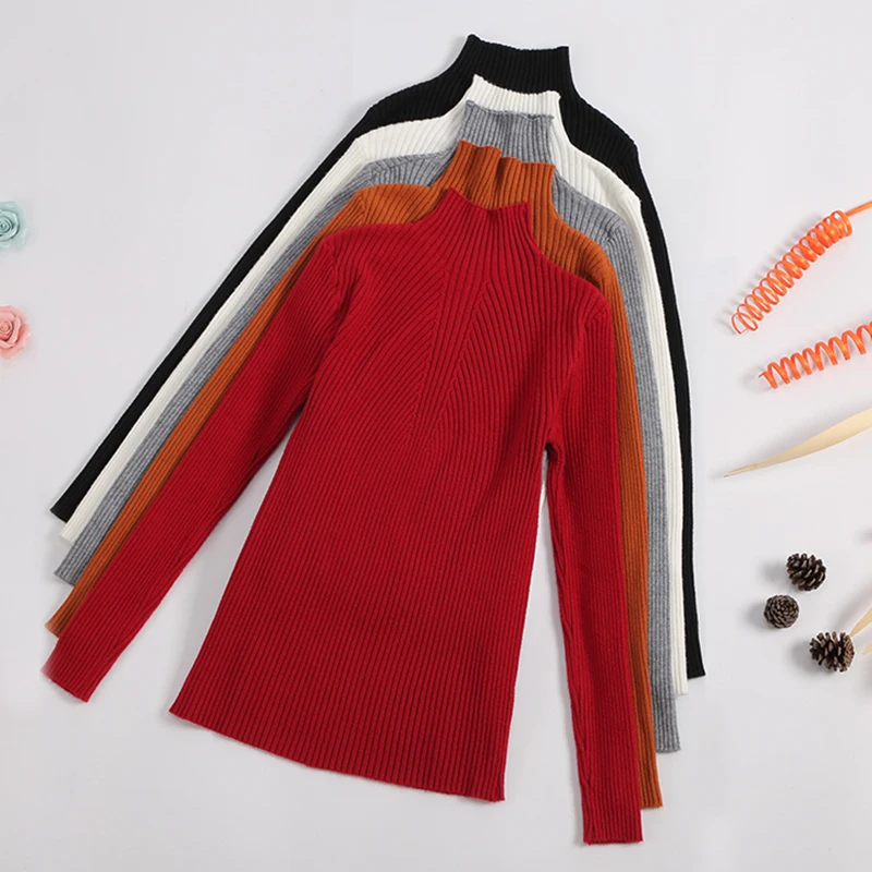 Свитер женский 2019 Осень Зима Топы высокая эластичная водолазка женские пуловеры