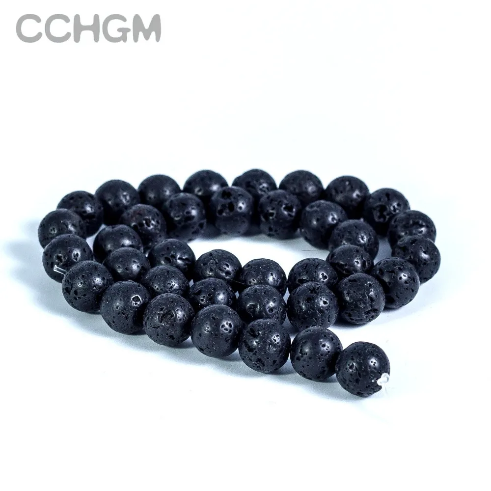 Черные бусины из вулканической лавы CCHGM круглые вулканического камня для