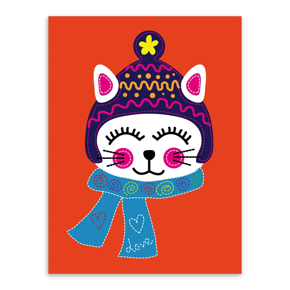 Современные рисунки кошек котят каваи животных оранжевые A4 постер с принтом