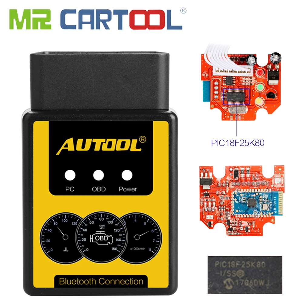 Mr Cartool ELM327 Bluetooth V1.5 WI-FI OBD2 PIC18F25K80 чип читателя Кода на Android vension OBD MINI поддерживает