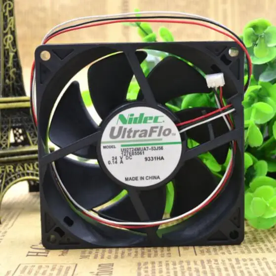 Настоящий NIDEC U92T24MUA7 53J56 90*90*25 24V 0.14A 9 см трехлинейный вентилятор преобразователя