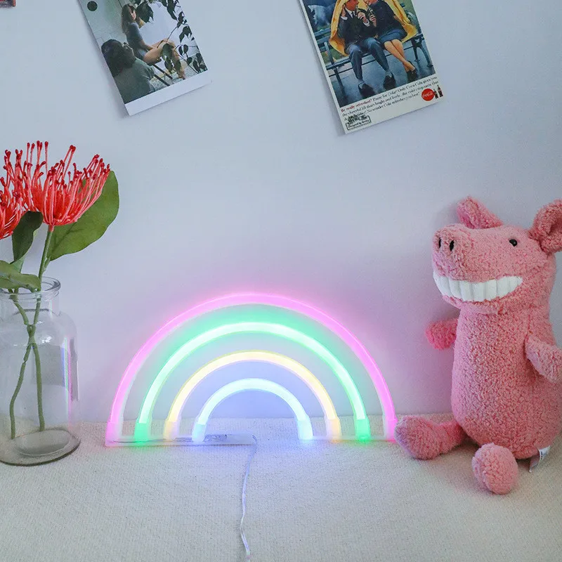 rainbow warm Неоновый светильник Единорог декоративный колокольчик с оленями светодиодный светильник настенный Декор украшение дома кафе Фреска Ремесло Украшение дома светильник неоновый ночной Светильник - Испускаемый цвет: rainbow warm