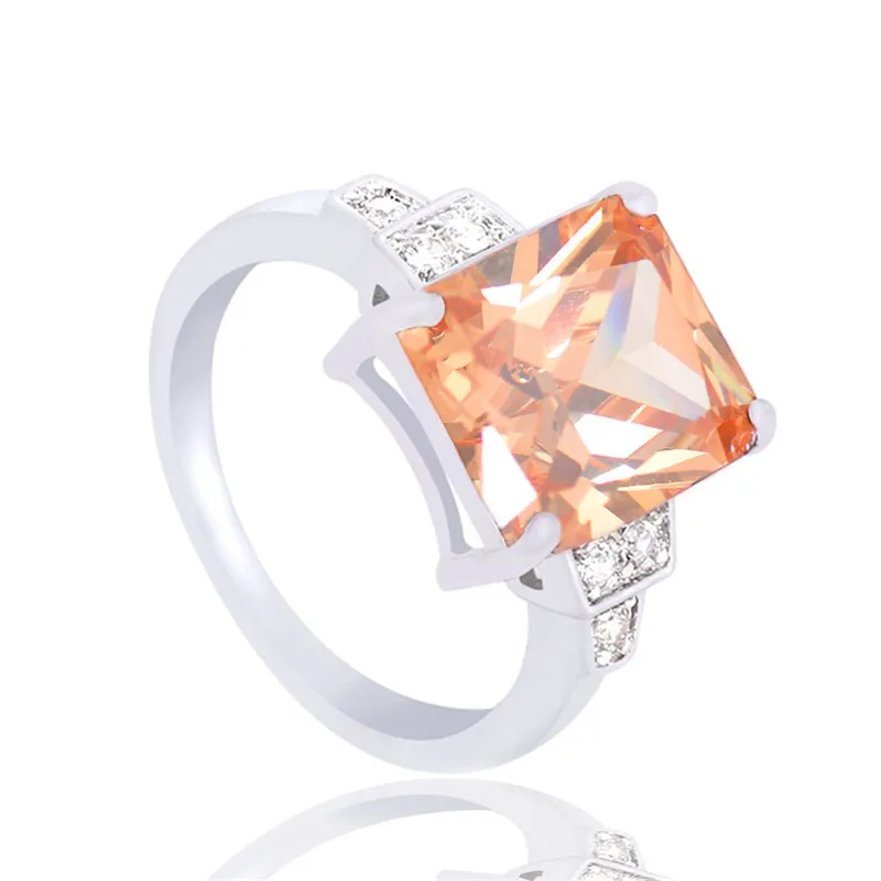 Большой красные синие квадратные AAA кольца с фианитом для Для женщин Модные