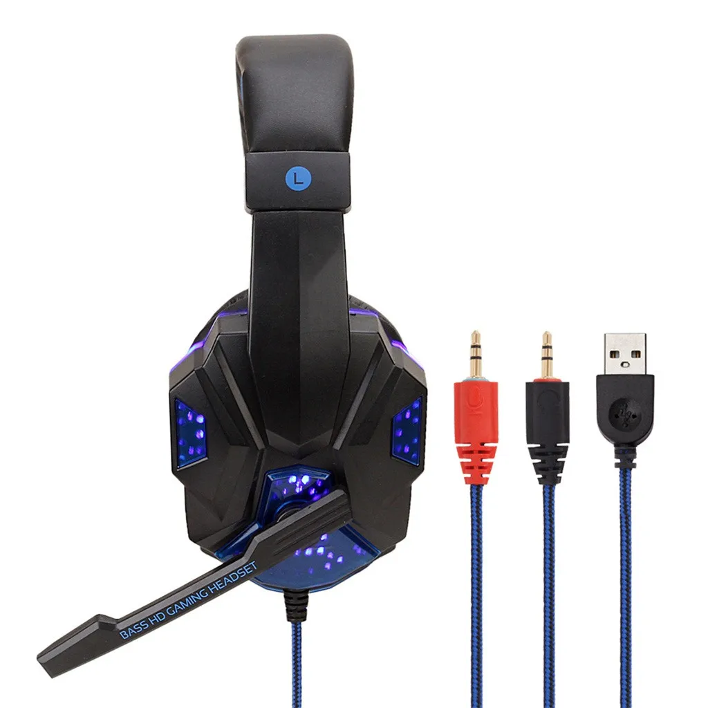 2019 USB проводной светодиодный 3 5 мм игровая гарнитура наушники с микрофоном для