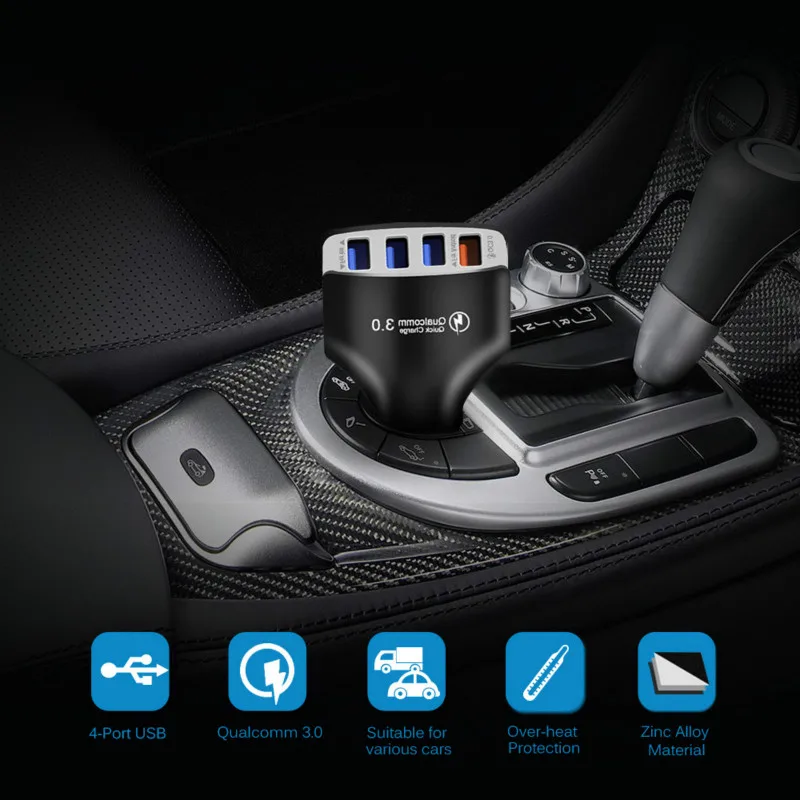 4 USB быстрое зарядное устройство 3,0 Автомобильное USB зарядное устройство адаптер 7A QC3.0 Blitzwolf USB Автомобильное зарядное устройство для мобильного телефона зарядное устройство для IOS Android