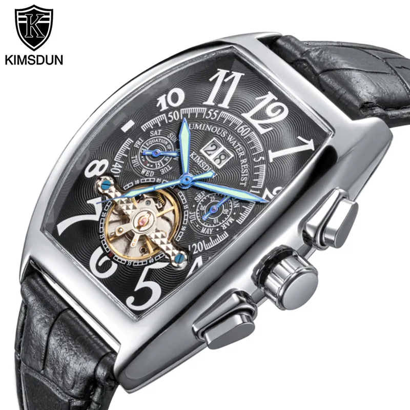 KIMSDUN Марка Мужские Часы Бочонок Тип Турбийон Автоматические Механические