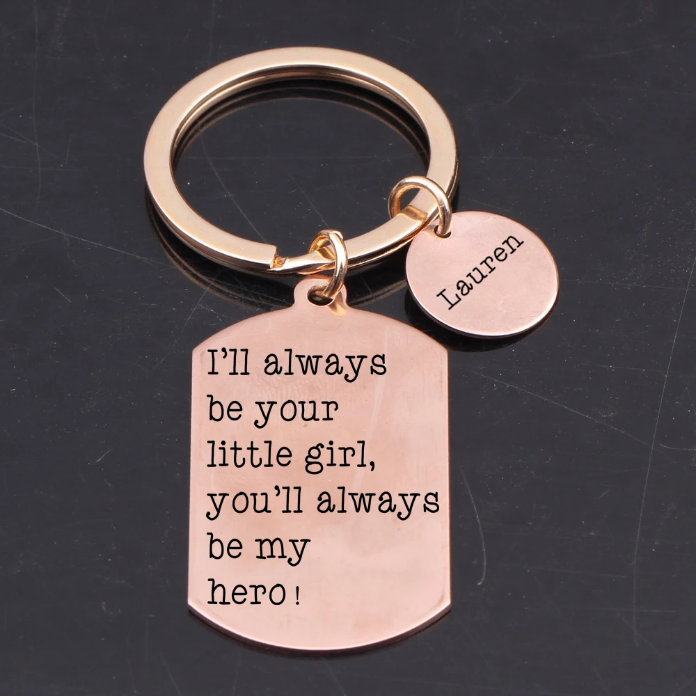 Квадратный брелок с гравировкой Я всегда буду вам маленькой девочкой вы будете