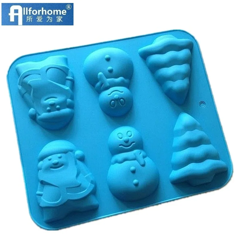 6 отверстий Санта-Клаус Рождественская елка Снеговик силиконовая форма для