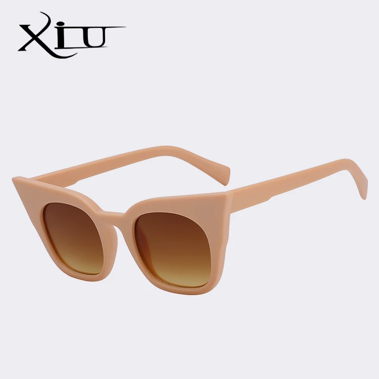XIU Cateye Солнцезащитные очки для женщин для защита от солнца очки Женские Ретро Cateye Street Стиль Оттенки Защита от солнца - Цвет линз: Beige w brown