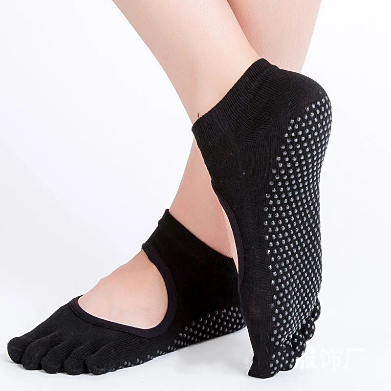 

Hotsale 5 Finger Toe Backless Summer Women Sport Socks Solid Color Nonslip Silicone Ankle Socks for Yoga and Pilates 6 Colors
