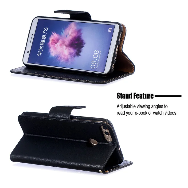 huawei p smart case on for fundas huawei p smart psmart fig lx1 cover capa solid color wallet flip leather phone case coque free global shipping