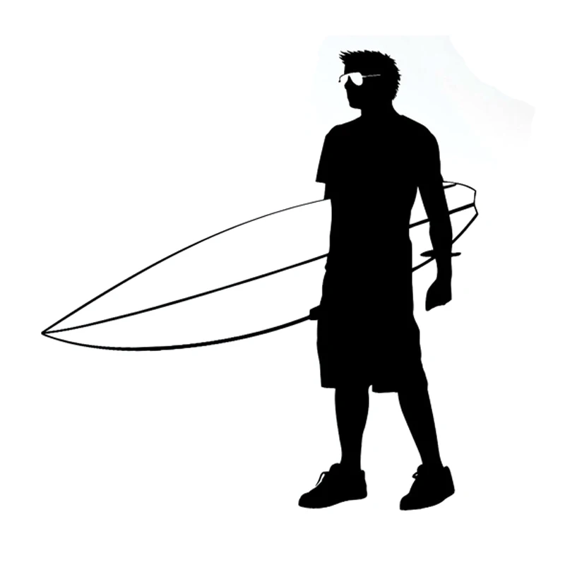 

13.6CM*14.3CM Interesting Extreme Surfer Beach Sports Vinyl Decal Black/Silver Car Sticker Silhouette S9-0647