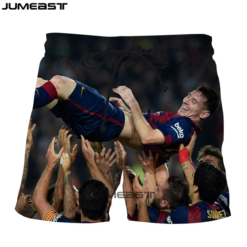 Jumeast Брендовые мужские/женские 3D принты "Футбол" Звезда Lionel Messi шорты летние быстросохнущие пляжные повседневные спортивные брюки короткие брюки - Цвет: 19