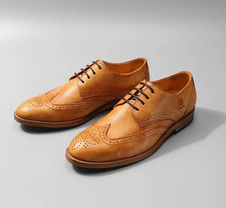 Мужские туфли из натуральной кожи с перфорацией на шнуровке|Туфли| |