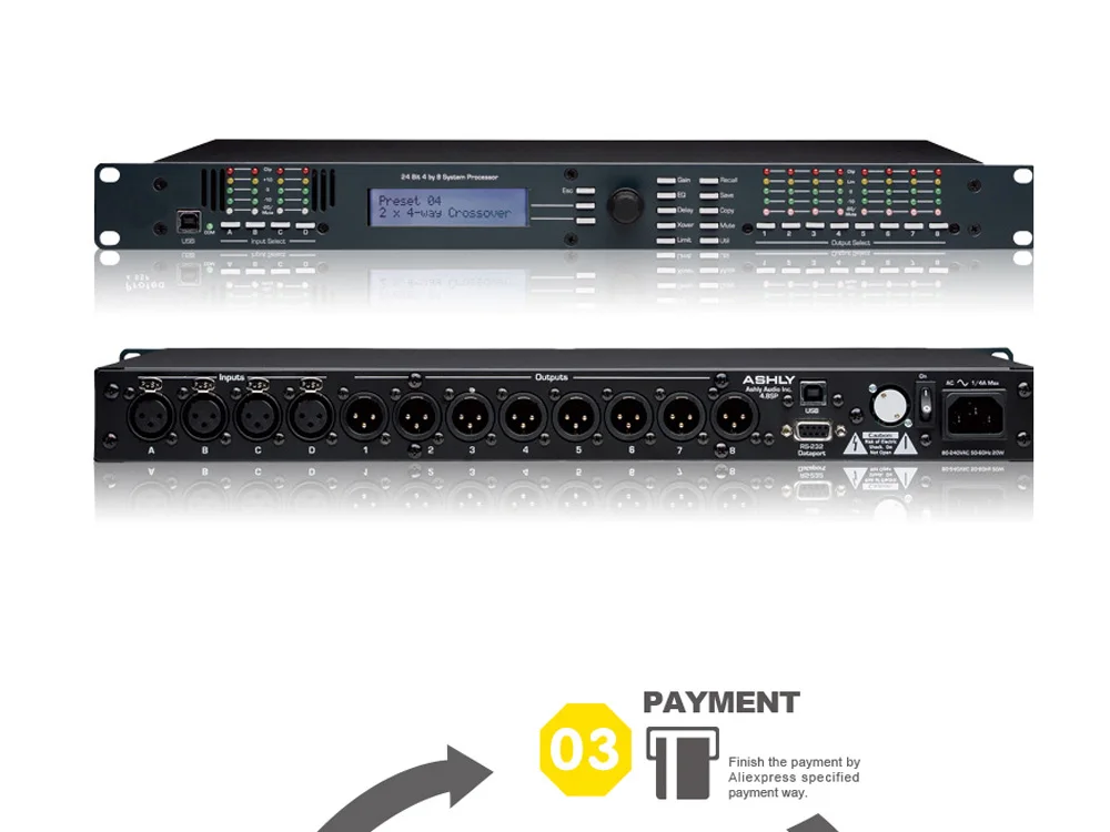 4.8SP DSP480 профессиональный аудио процессор эффекты 4 в 8 из обработки