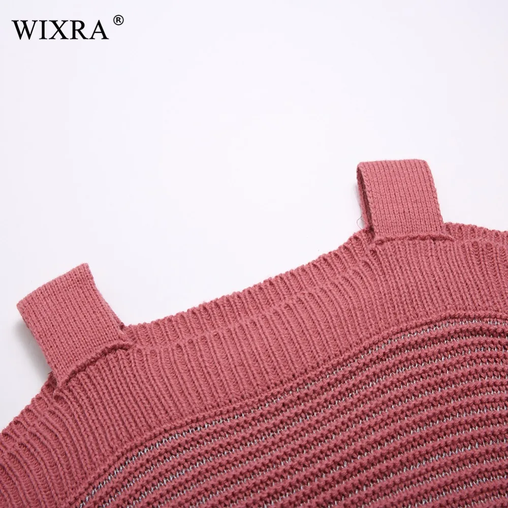Женский базовый пуловер с длинным рукавом и открытыми плечами Wixra теплый вязаный