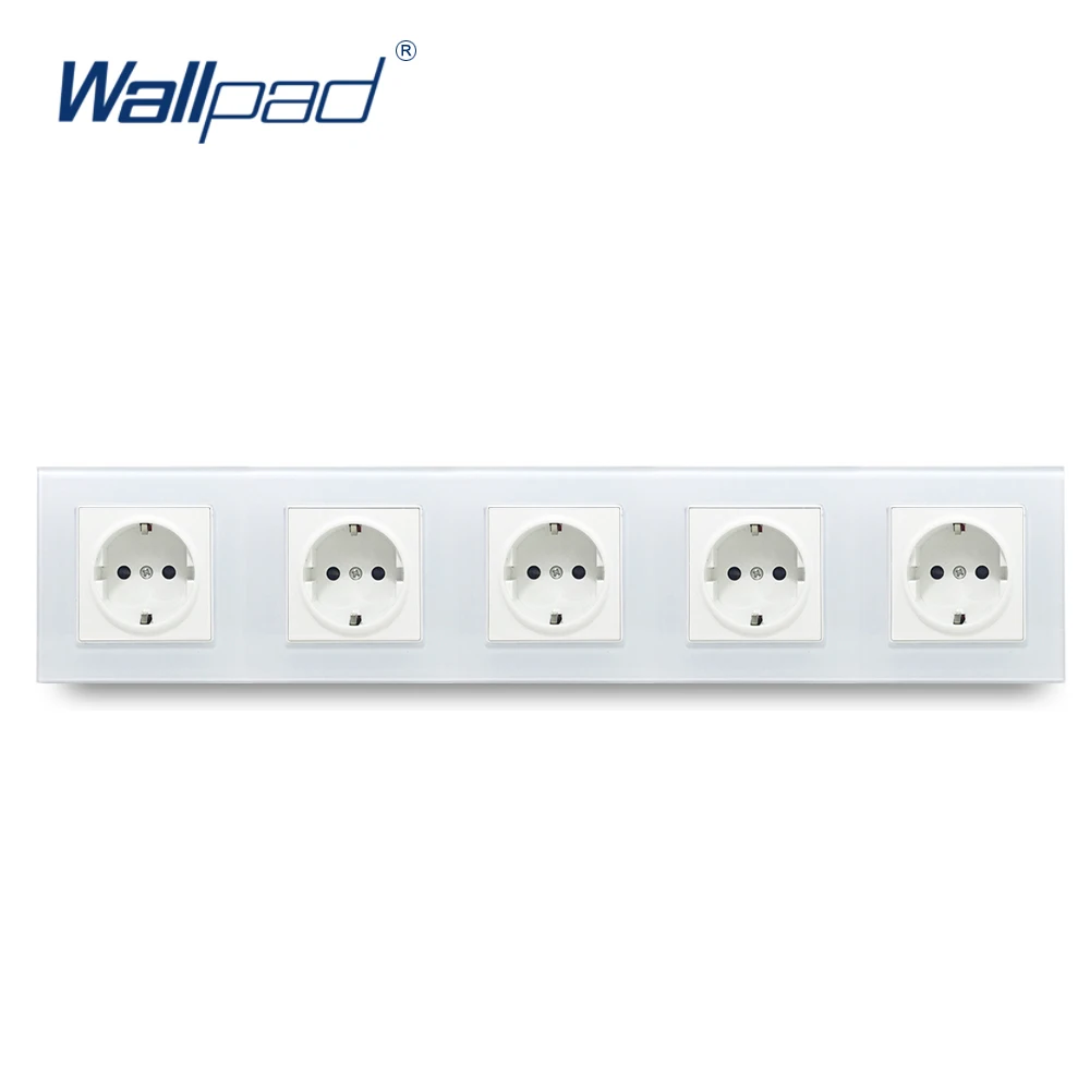 5 EU Socket 5 Frame ЕС розетка Wallpad с украшением в виде кристаллов закаленное белый Стекло Панель 16A ЕС 110 V-240 V 5 Европейская Сетевая розетка 430*86 мм Размеры - Тип: 5 EU Socket