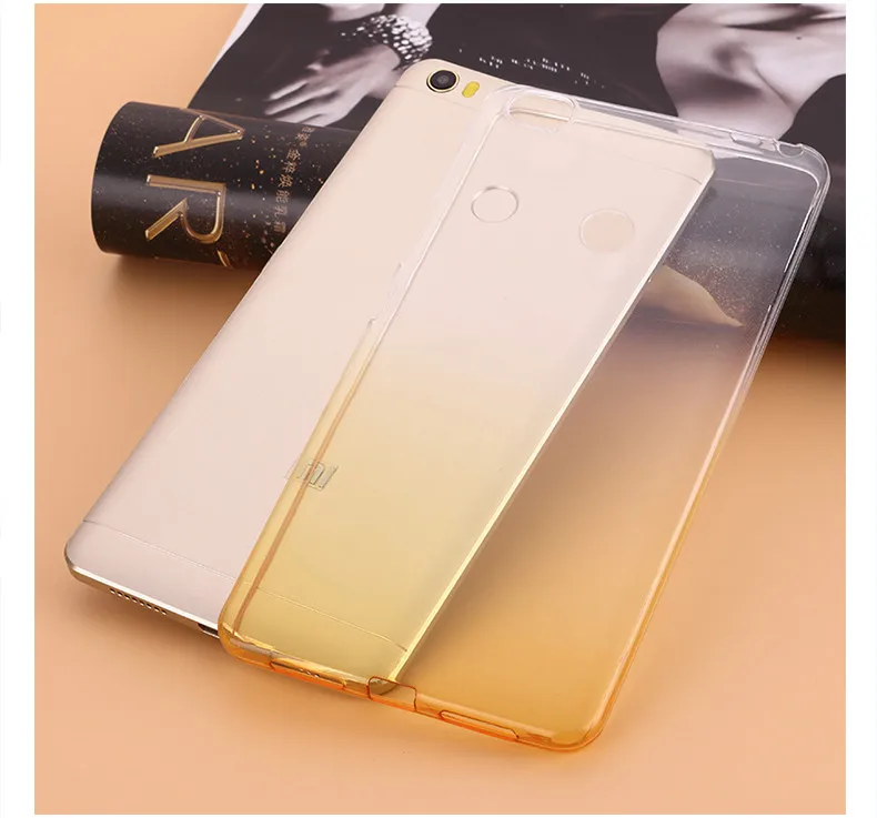 Yellow Чехол для Xiao mi Max, прозрачный тонкий Силиконовый ТПУ мягкий чехол, цветной градиентный чехол для mi Max 6,44" - Цвет: Yellow