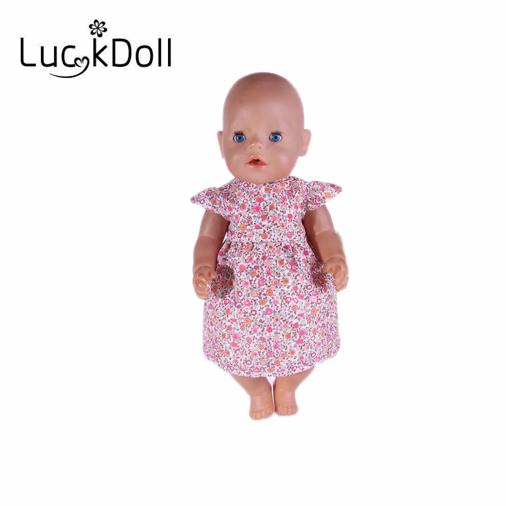 LUCKDOLL Цветочное платье размер 18 дюймов американский 43 см Детская кукла одежда