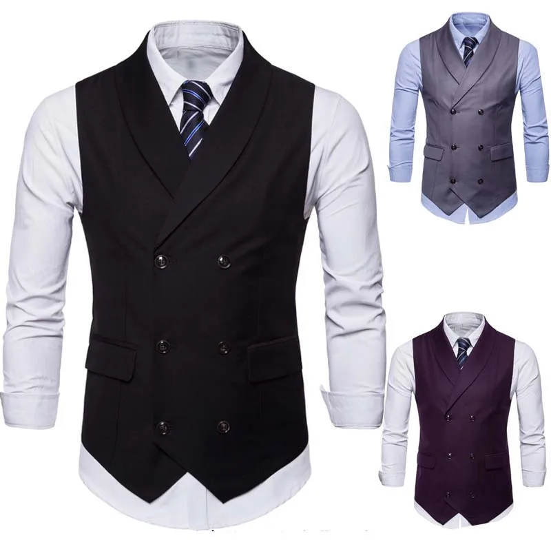 Деловой мужской деловой костюм костюмные жилеты Slim Fit Мужская жилетка для
