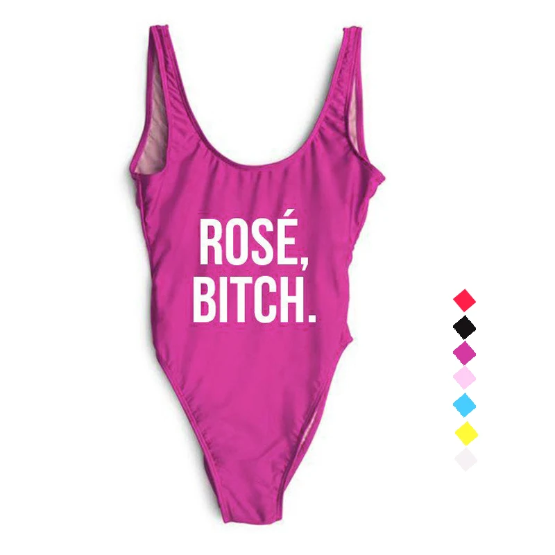 Женский сексуальный купальник с высокой талией ROSE' BITCH буквенным принтом