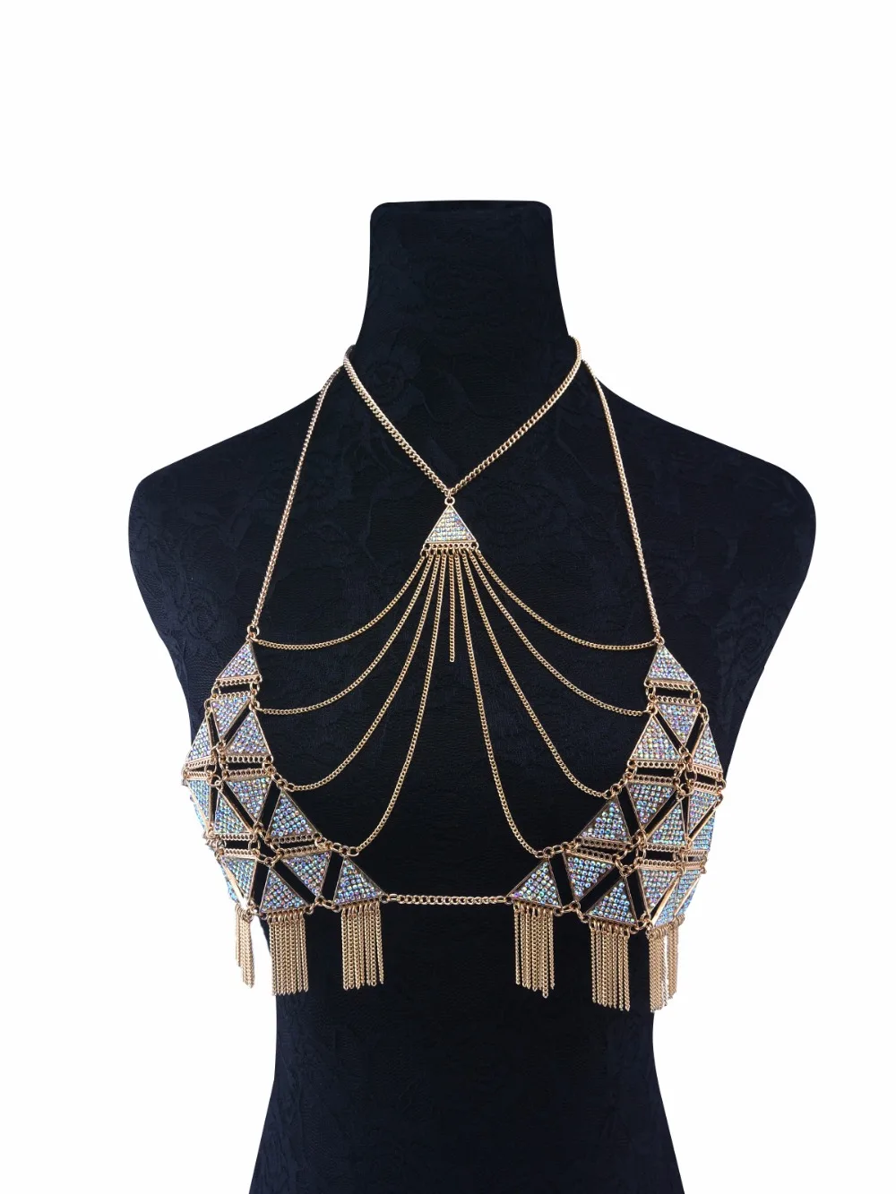 2017 Summer Crystal Tassel Pendant Long Body Jewelry Sexy Handmade Facebook Luxury Gem Statement Necklace Femme | Украшения и