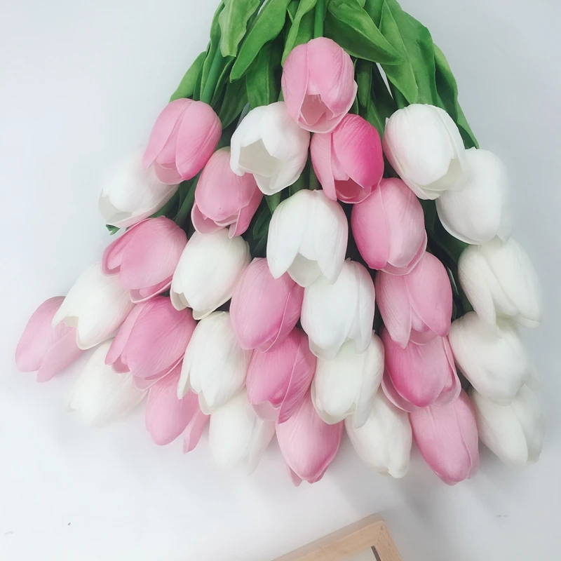 10 шт./лот букет из искусственных тюльпанов настоящие на ощупь цветы для украшения