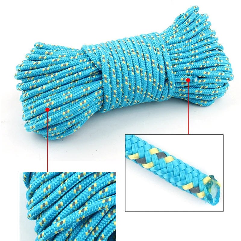 5 мм/20 м Paracord светоотражающего тента Веревка на открытом воздухе кемпинга Пешие прогулки Рыбалка Охота выживания ветрозащитный трос EDC overshocking