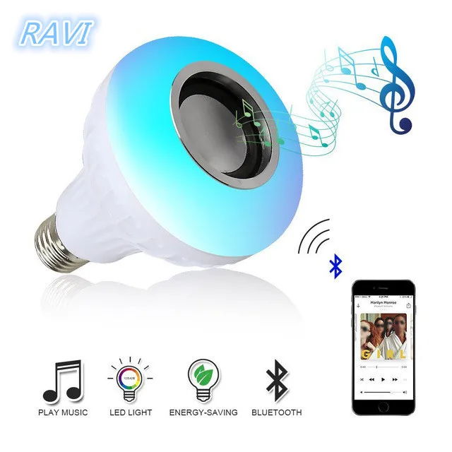 2018 Новый E27 Беспроводной Bluetooth Динамик + 12 Вт RGB лампа светодиодный светильник 110 В