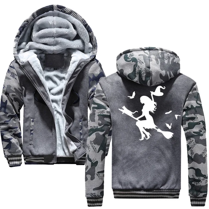XXXXL толстовка с капюшоном модная куртка ведьмы на палочке Мужская новая зимняя