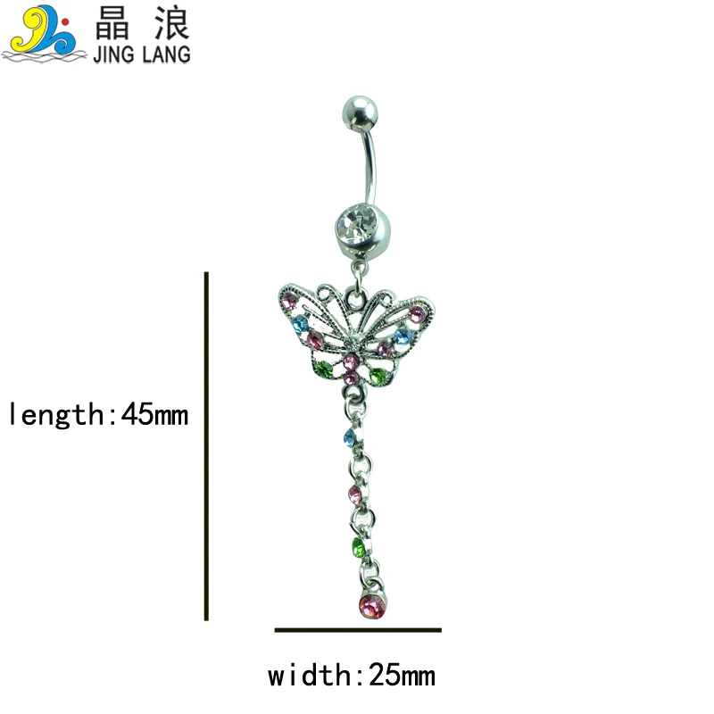 Оптовая продажа модный пирсинг для пупка изящная маленькая бабочка кольцо