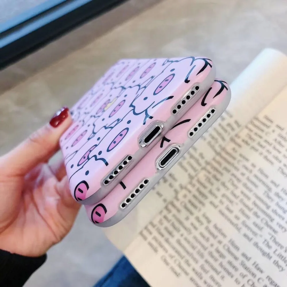 ORYKSZ Fashion Cartoon Pig Phone Case For iphone 6S X XS MAX XR 6 7 8 Plus Back Cover Luxury Cases Fruit Coque |