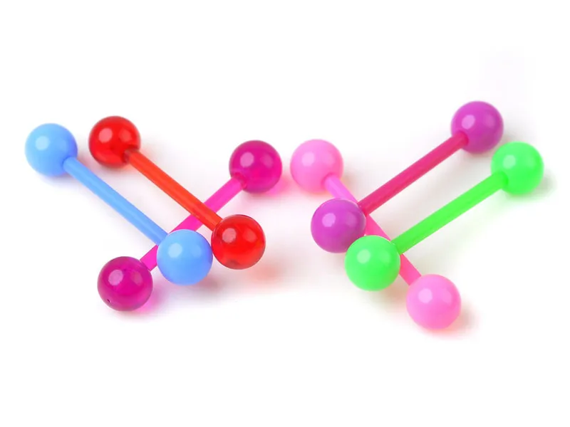 10 шт./лот цвет случайный гибкий акриловый язык стержень для сосков кольца штанга