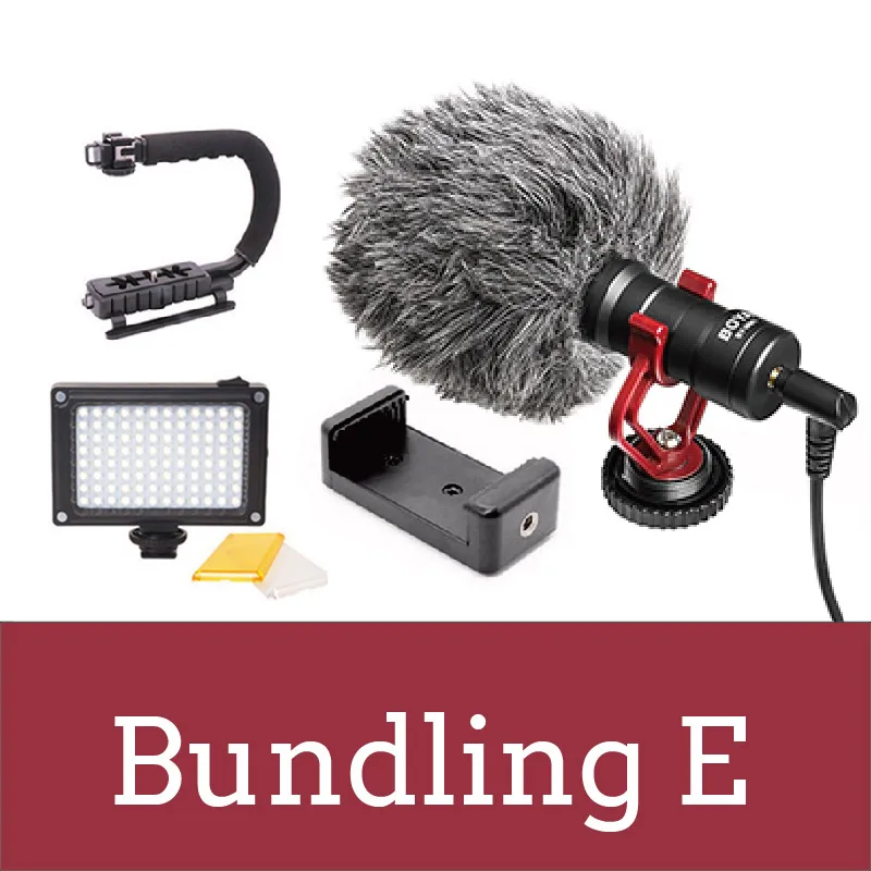Bundling E BOYA BY-MM1 компактный накамерный видео микрофон Youtube Vlogging Запись микрофон для IPhone Nikon Canon DSLR камеры видеокамеры - Цвет: Bundling E