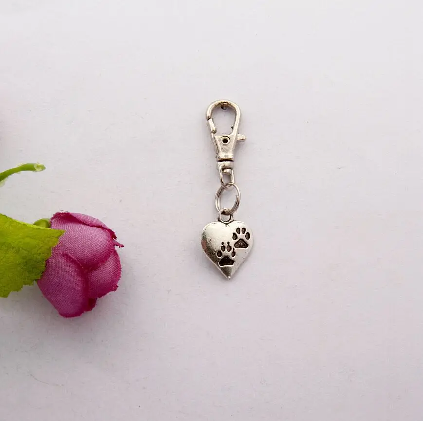 Лидер продаж 20 шт./лот старинная Серебряная кошка собачья лапа и сердце