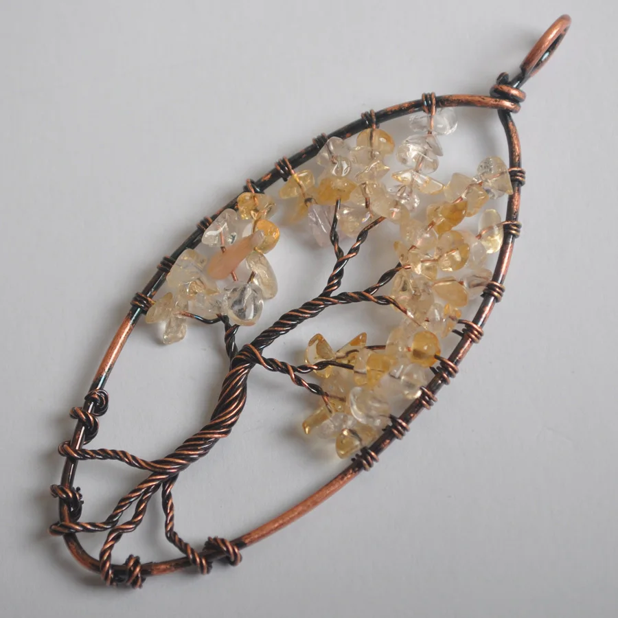 Ручной работы Древо жизни Тайгерай с украшением в виде кристаллов сердолик опал