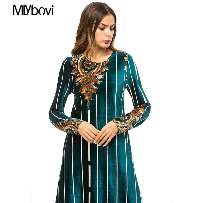 Vestido женское платье кафтан арабский абайя Дубай бархатное мусульманское с