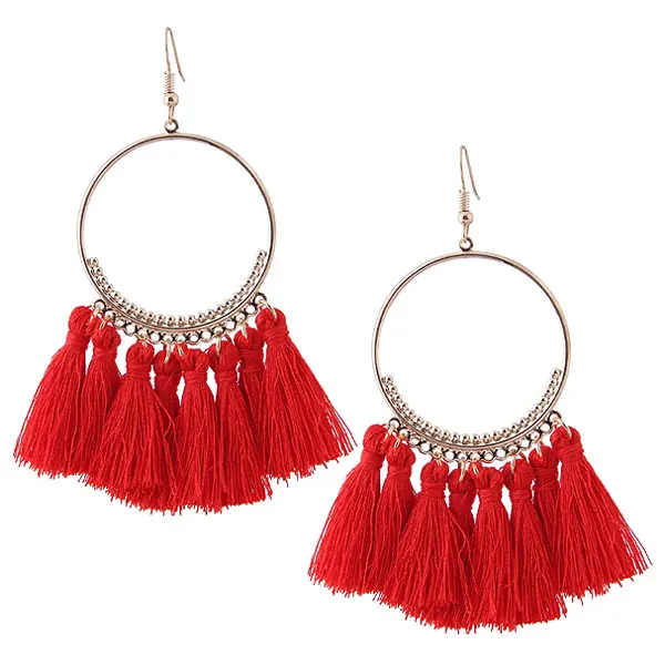 Kymyad Bohemian Korean Earrings Round Vintage For Women Long Tassel Bijoux Femme Earings Fashion Jewelry 2018 | Украшения и