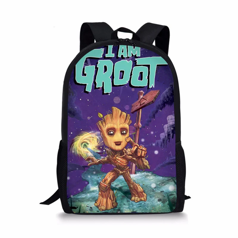 As picture ThiKin мультфильм I am Groot школьная сумка для подростков мальчиков детская крутая ортопедическая школьная сумка черный милый начальный ребенок книжные сумки - Цвет: As picture