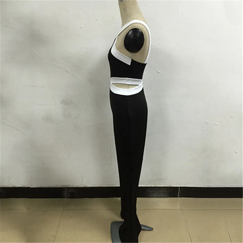 Женская Мода пикантные летние без рукавов полые спинки ремень комбинезон черный