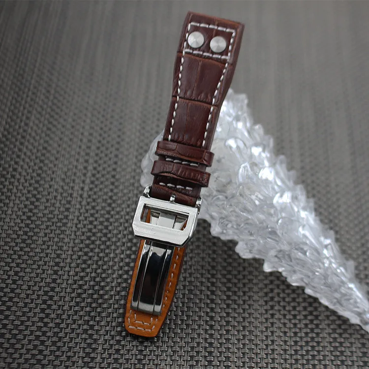 

Genuine Leather Watchband Blue Brown Black Calfskin Strap FOR IWC Pilot 22mm portugieser portuguese