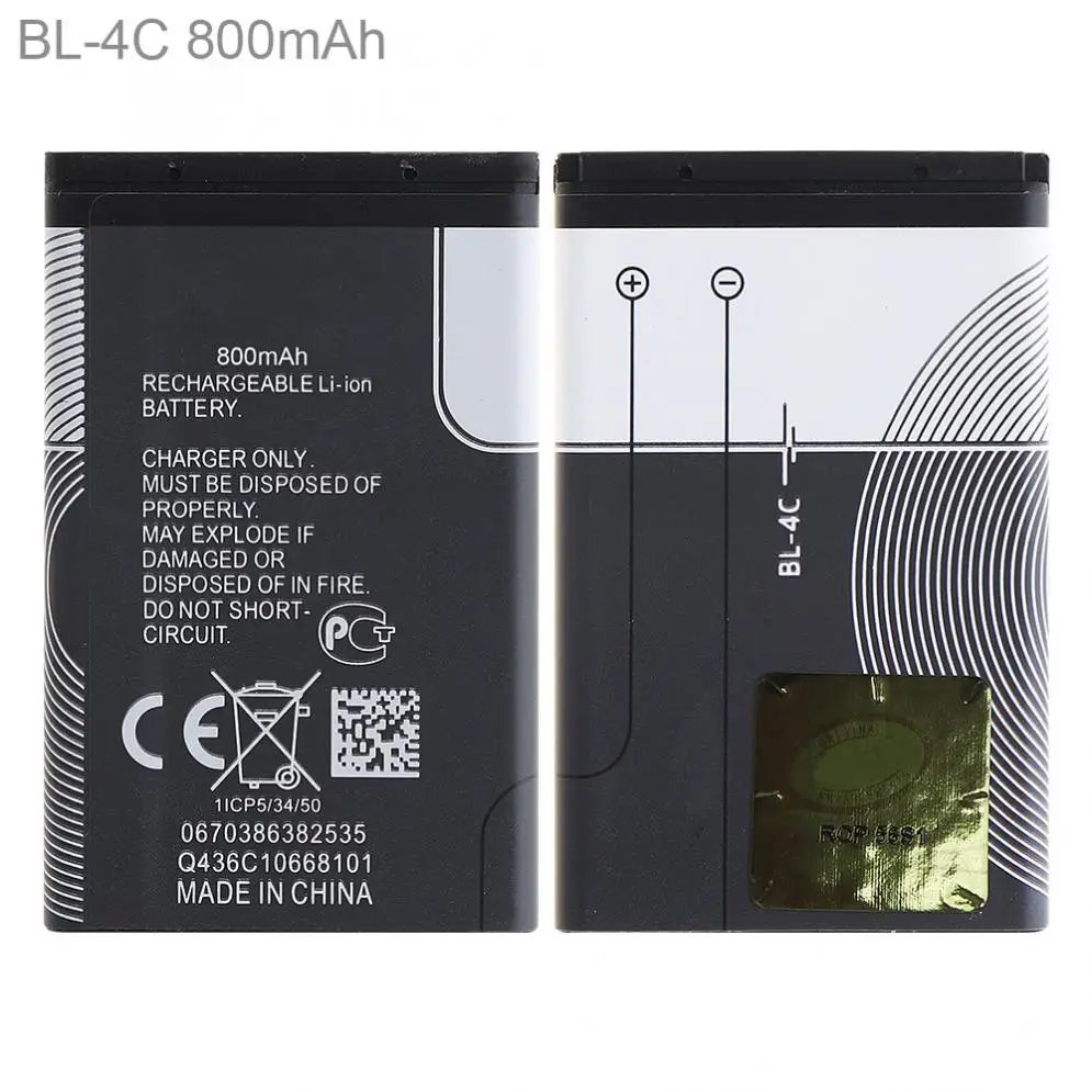 BL 4C 3 7 V 800 мАч телефон Встроенный Перезаряжаемые литий ионная Батарея для Nokia 6300 6100